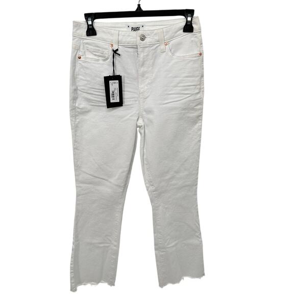 PAIGE DENIM NWT Claudine Live in Kick Flare Denim Jean Crisp White // 26 - Picture 5 of 14